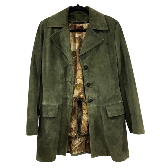 [s] DANIER Vintage Olive Suede Coat w/ Zip-Out Liner – Women’s Small like new - Picture 3 of 10